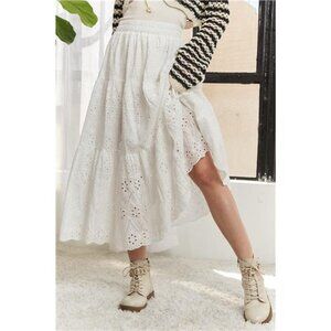 ADORA Elastic Waistband‎ Tiered Midi Skirt